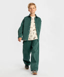 Cămașă cu nasturi, călduroasă, cu mâneci lungi și buzunare verzi pentru copii Button Blue