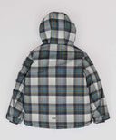 Geacă de sezon intermediar cu model în carouri, rezistentă la apă, cu glugă și multicoloră pentru băiat, Button Blue