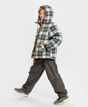 Geacă de sezon intermediar cu model în carouri, rezistentă la apă, cu glugă și multicoloră pentru băiat, Button Blue