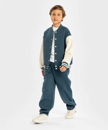 Joggeri cu talie elastică, bleumarin, pentru copii, Button Blue