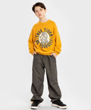 Pantaloni cu pliuri și ajustare a lățimii cracilor, gri, pentru băiat, Button Blue