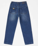 Blugi căptușiți, drepți, regular fit, cu efect de uzură, albaștri, pentru copii, Button Blue