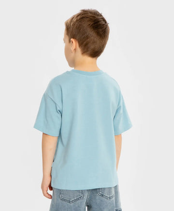 Tricou cu mâneci scurte și imprimeu albastru deschis pentru băieți Button Blue