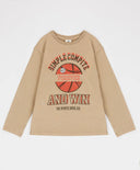 Longsleeve cu imprimeu de baschet bej pentru băieți Button Blue