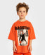 Tricou cu mâneci scurte și imprimeu de baschet portocaliu pentru băieți Button Blue