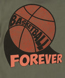 Tricou cu mâneci scurte și imprimeu cu minge kaki pentru băieți Button Blue