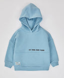 Hoodie căptușit cu glugă și imprimeu albastru deschis pentru băieți Button Blue