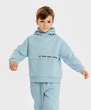 Hoodie căptușit cu glugă și imprimeu albastru deschis pentru băieți Button Blue