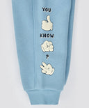 Joggeri căptușiți, cu talie elastică și imprimeu în relief, albastru deschis, pentru băiat, Button Blue