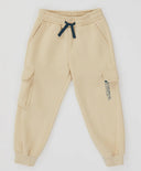 Joggeri cargo căptușiți, cu imprimeu și patru buzunare, bej, pentru băiat, Button Blue