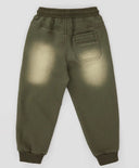 Pantaloni din denim, cu talie elastică și efect de uzură, verzi, pentru băiat, Button Blue