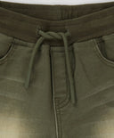 Pantaloni din denim, cu talie elastică și efect de uzură, verzi, pentru băiat, Button Blue