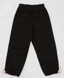 Pantaloni cu pliuri și ajustare a lățimii cracilor, negri, pentru băiat, Button Blue