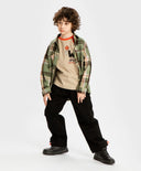 Pantaloni cu pliuri și ajustare a lățimii cracilor, negri, pentru băiat, Button Blue