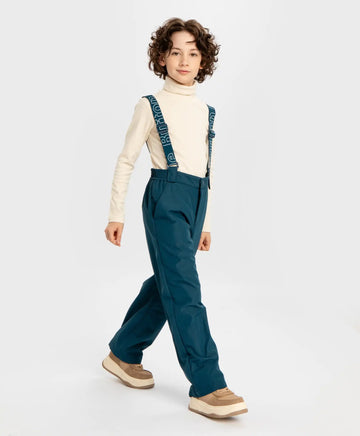 Pantaloni căptușiți, de sezon intermediar, cu bretele detașabile, impermeabili, albaștri, pentru băiat, Button Blue