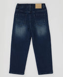 Blugi căptușiți, drepți, cu efect de uzură, albaștri, pentru copii, Button Blue