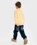 Blugi căptușiți, drepți, cu efect de uzură, albaștri, pentru copii, Button Blue