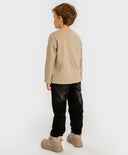 Blugi căptușiți, drepți, regular fit, negri, pentru copii, Button Blue