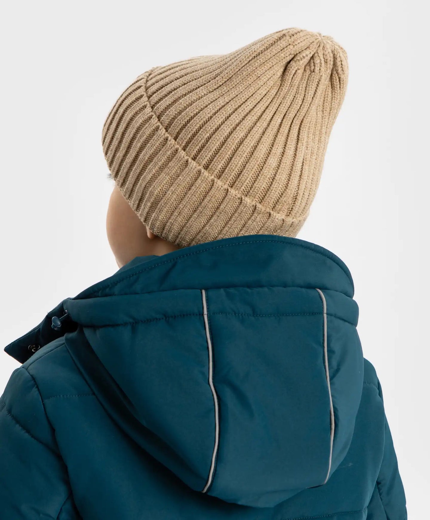 Căciulă tricotată cu tiv bej pentru copii Button Blue