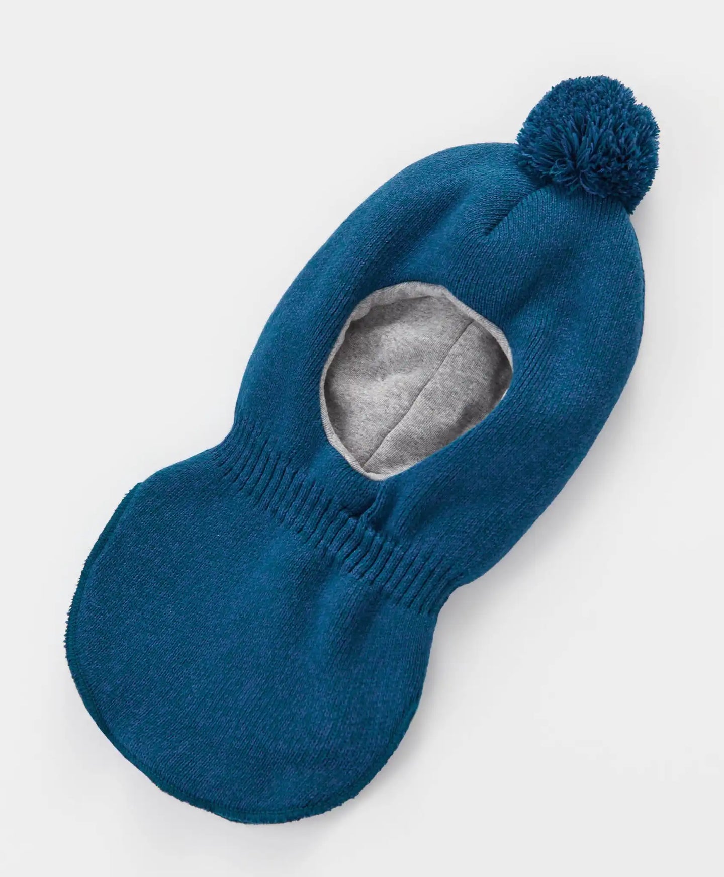 Balaclava căptușită cu pompon albastră pentru copii Button Blue