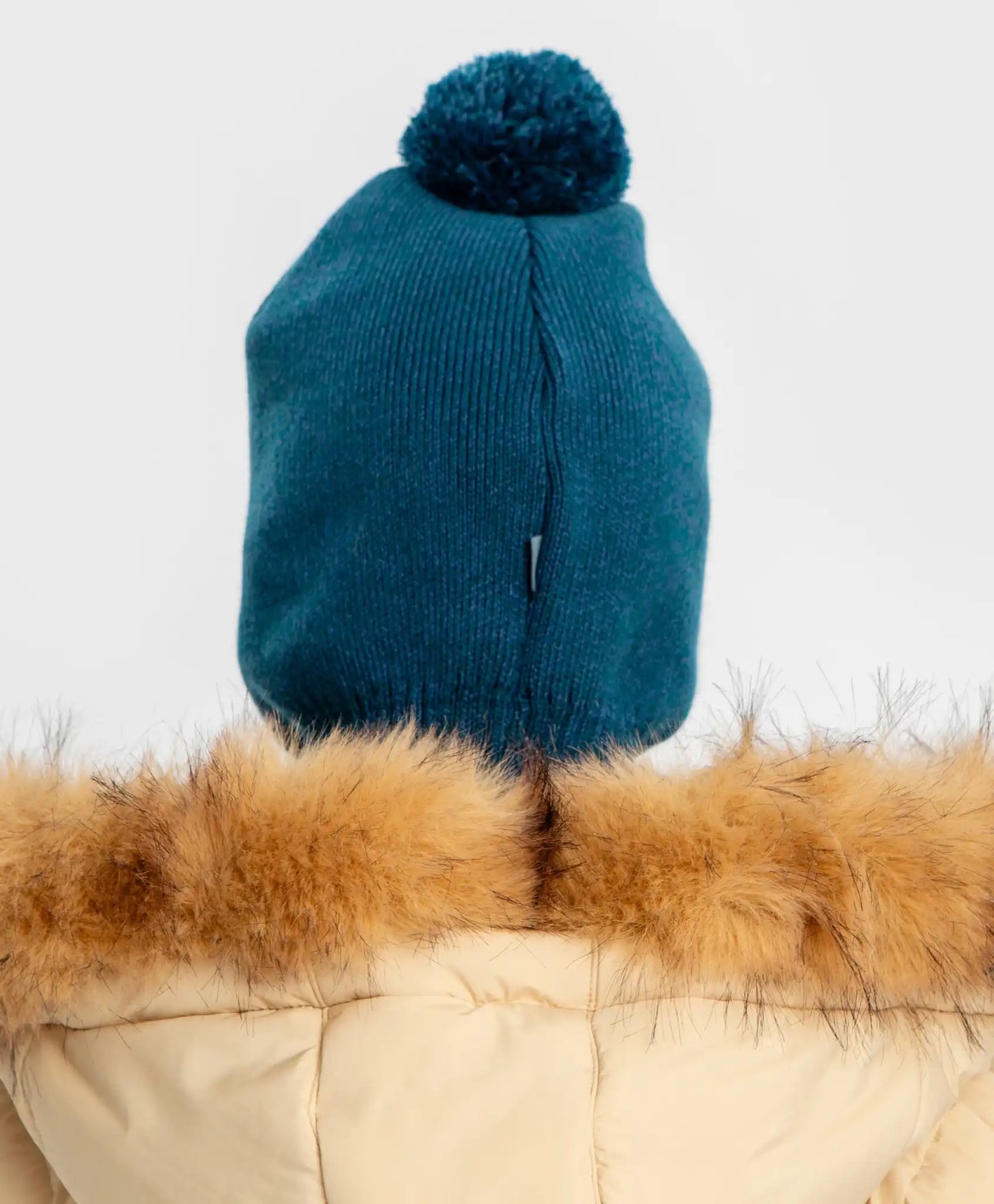 Balaclava căptușită cu pompon albastră pentru copii Button Blue