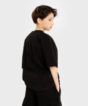 Tricou cu mâneci scurte și imprimeu metalizat negru pentru băieți Button Blue