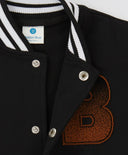 Hanorac cu nasturi și imprimeu cu aplicație negru pentru băieți Button Blue