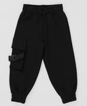 Pantaloni jogger, cu talie elastică și trei buzunare, negri, pentru băiat, Button Blue