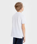 Polo din pique, alb, Button Blue