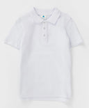Polo din pique, alb, Button Blue