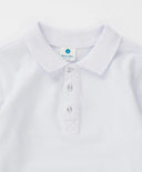 Polo din pique, alb, Button Blue