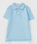 Polo din pique, cu guler, albastru, Button Blue