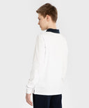 Polo cu guler și fermoar, alb, Button Blue