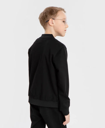 Hanorac bomber cu fermoar negru Button Blue