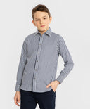 Риза с дълъг ръкав синя за МОМЧЕ основен изглед