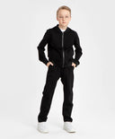 Pantaloni cu dungi presate, negri, Button Blue