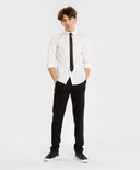 Pantaloni cu dungi presate, negri, pentru băiat, Button Blue