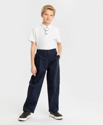 Pantaloni banana, cu pliuri, albaștri, Button Blue