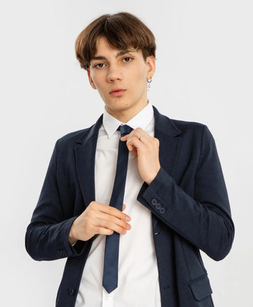 Cravată îngustă cu puncte, albastră, Button Blue