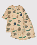 Pijamale cu pantaloni scurți și tricou cu imprimeu, bej, pentru băiat, Button Blue