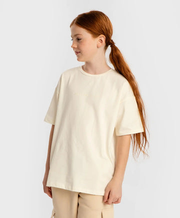 Tricou de bază cu mâneci scurte și imprimeu crem pentru copii Button Blue