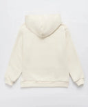 Hoodie cu glugă oversized crem pentru copii Button Blue