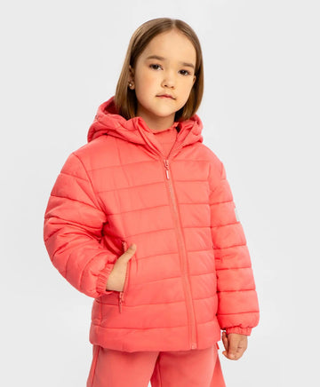 Geacă de sezon intermediar cu glugă, matlasată, coral, pentru copii, Button Blue