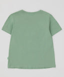 Tricou cu mâneci scurte și imprimeu reliefat verde pentru fete Button Blue