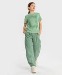 Tricou cu mâneci scurte și imprimeu reliefat verde pentru fete Button Blue