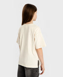 Tricou cu mâneci scurte și imprimeu crem pentru fete Button Blue