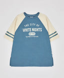 Tricou cu mâneci scurte și imprimeu reliefat multicolor pentru fete Button Blue