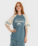 Tricou cu mâneci scurte și imprimeu reliefat multicolor pentru fete Button Blue