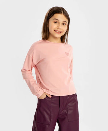 Tricou cu mâneci lungi și imprimeu roz pentru fete Button Blue