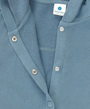 Hoodie oversized cu nasturi, glugă și efect de uzură albastru pentru copii Button Blue